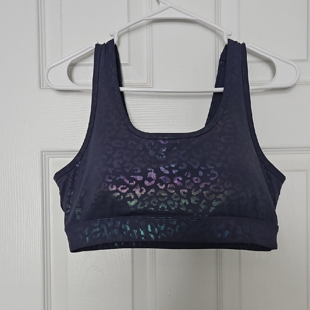 ZYIA Iridescent Leopard Sports Bra - Blue